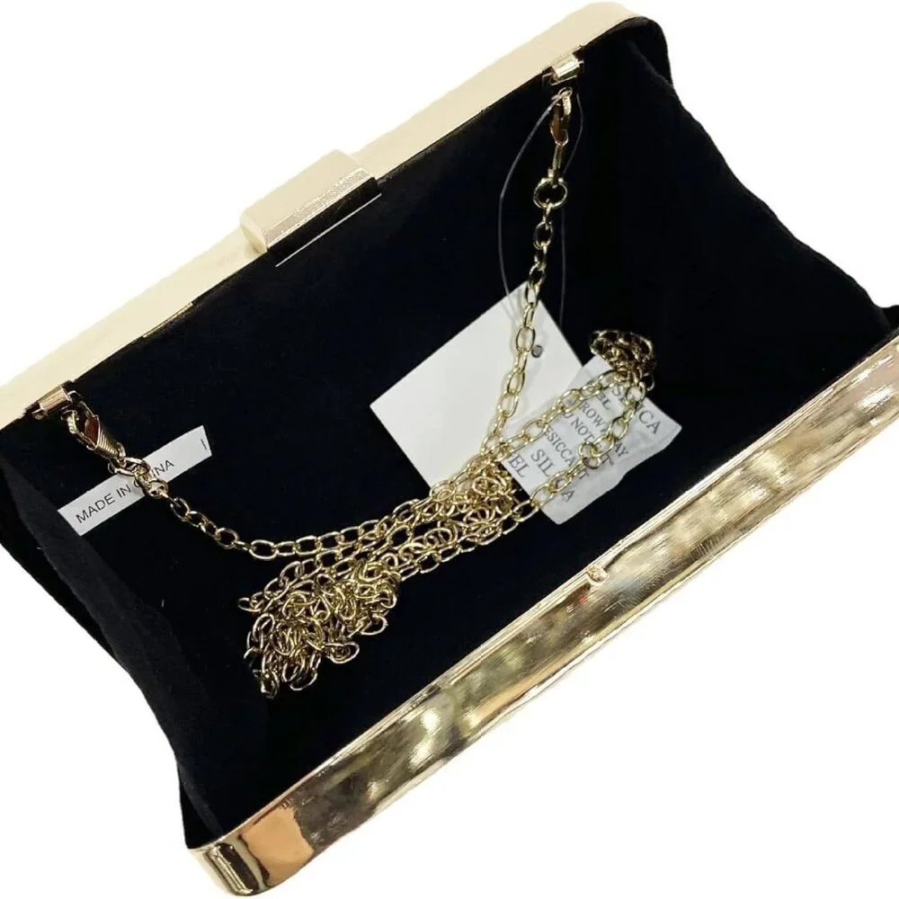 Acrylic Clutch Bag Women Metallic Stripes Evening Fashion Handbag